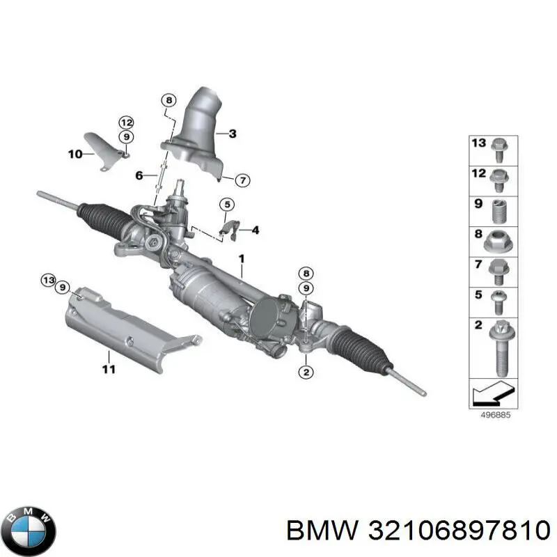 Compre 32106763697 BMW Cremalheira da direção