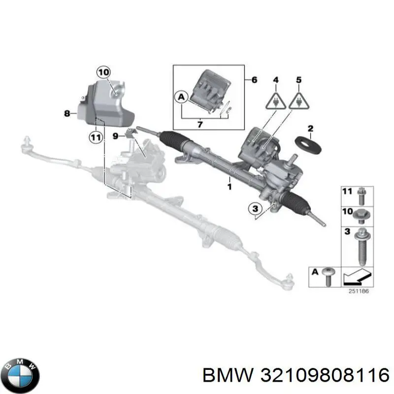Compre 32106793008 BMW Cremalheira da direção