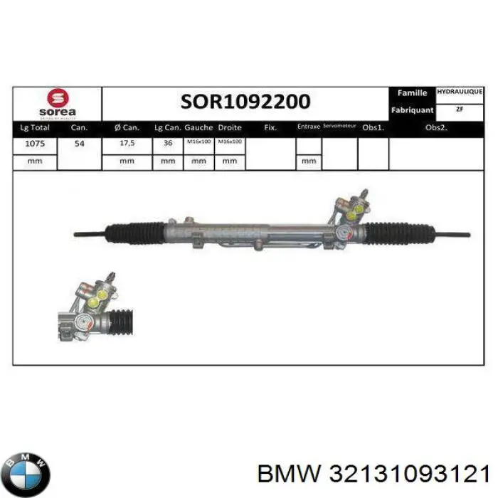 Cremalheira da direção BMW 32131093121 preço, a partir de 337,76 USD