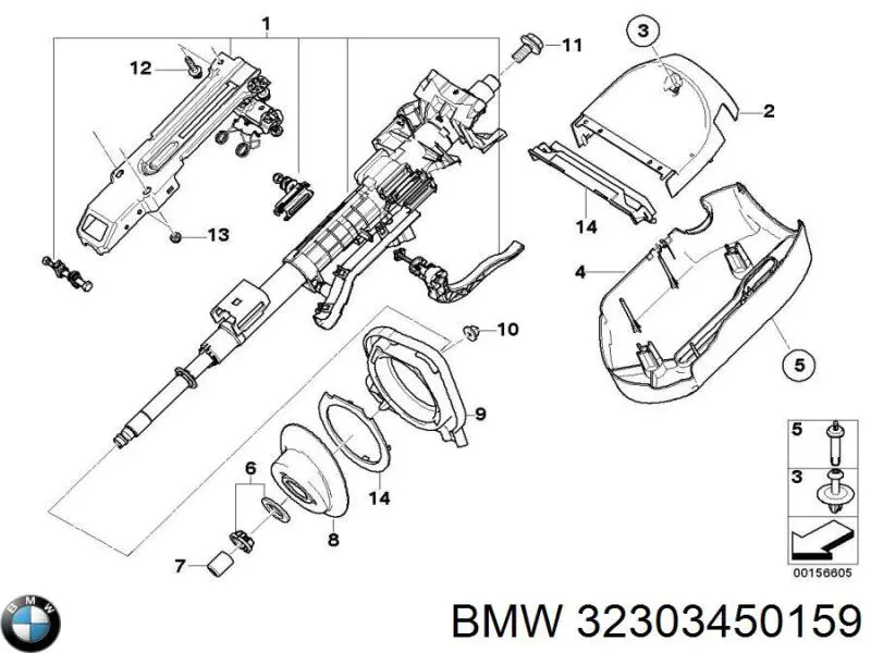 32303450159 BMW Coluna da direção