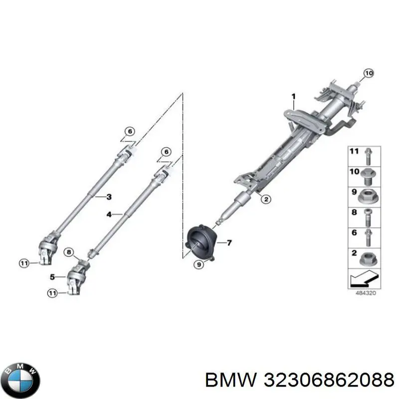 32306862088 BMW Junta universal inferior da árvore da coluna de direção