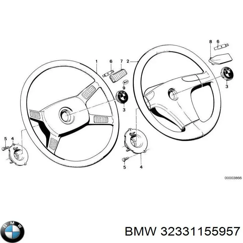 32331155957 BMW Placa sobreposta do volante de direção