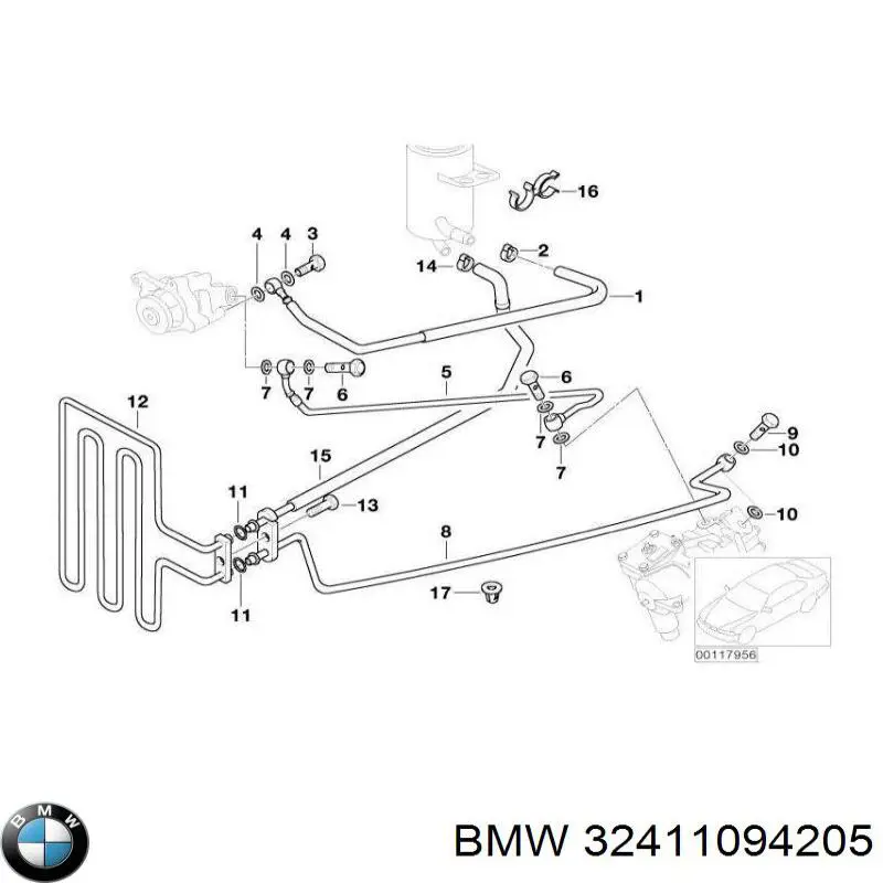 Mangueira da Direção hidrâulica assistida de pressão baixa, desde a cremalheira (do mecanismo) até o radiador BMW 32411094205 preço, a partir de 249,13 USD