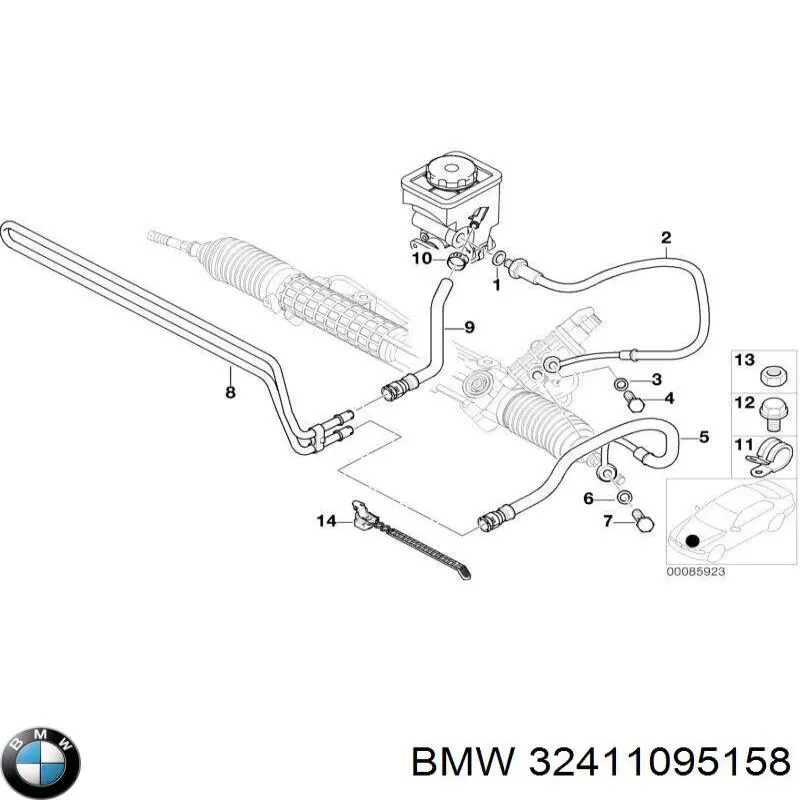 32411095158 BMW Cano derivado de ventilação de cárter (de separador de óleo)