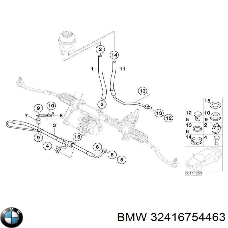 Mangueira da Direção hidrâulica assistida de pressão alta desde a bomba até a régua (do mecanismo) BMW 32416781751 preço, a partir de 161,87 USD