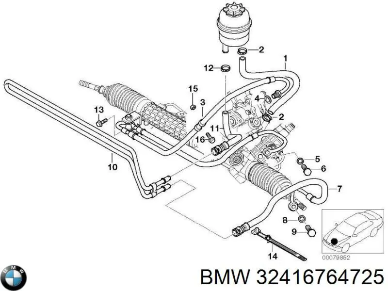 Mangueira da Direção hidrâulica assistida de pressão alta desde a bomba até a régua (do mecanismo) BMW 32416764725 preço, a partir de 105,22 USD