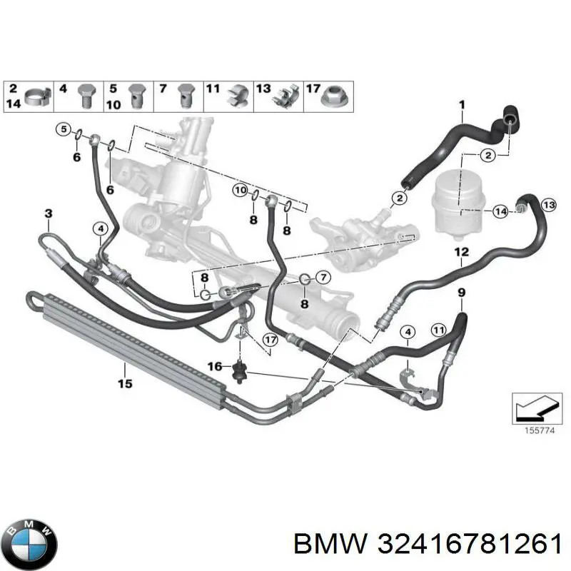 32416781261 BMW Cremalheira da direção