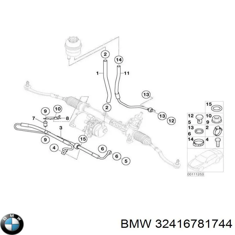 Mangueira da Direção hidrâulica assistida de pressão baixa, desde a cremalheira (do mecanismo) até o tanque BMW 32416781744 preço, a partir de 47,50 USD