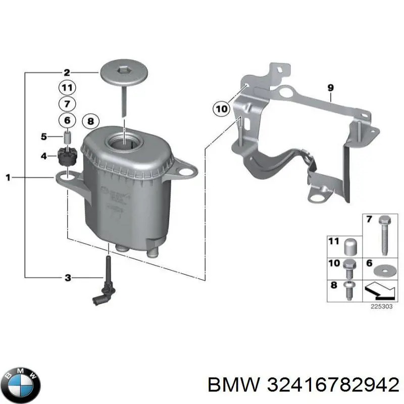 32416782942 BMW Tanque de bomba da Direção hidrâulica assistida
