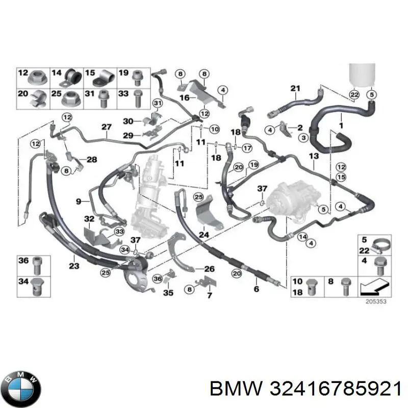 32416785921 BMW Mangueira do sistema hidráulico