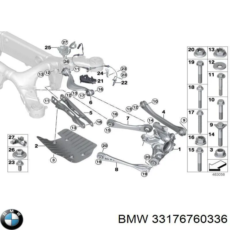 33176760336 BMW Parafuso de fixação de braço oscilante dianteiro, inferior