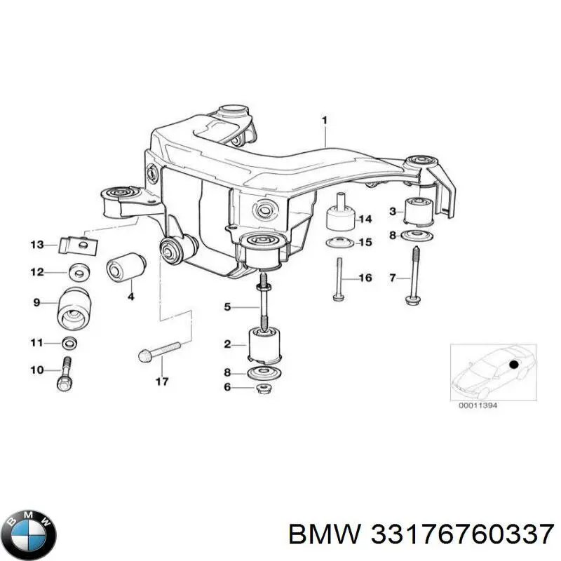 Parafuso de fixação de braço oscilante dianteiro, inferior BMW 33176760337 preço, a partir de 9,29 USD