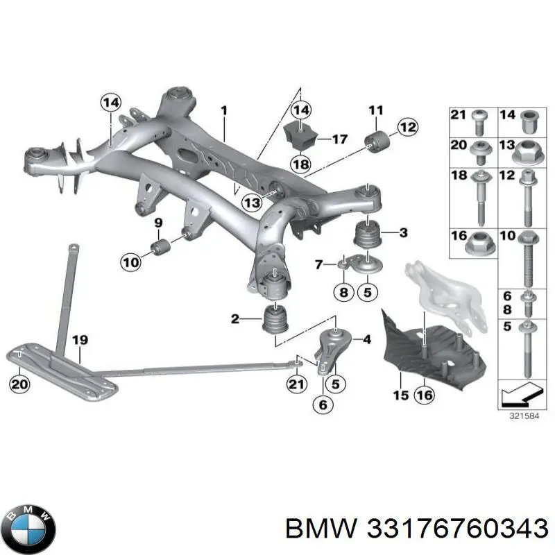 33176760343 BMW Parafuso de fixação de braço oscilante dianteiro, inferior