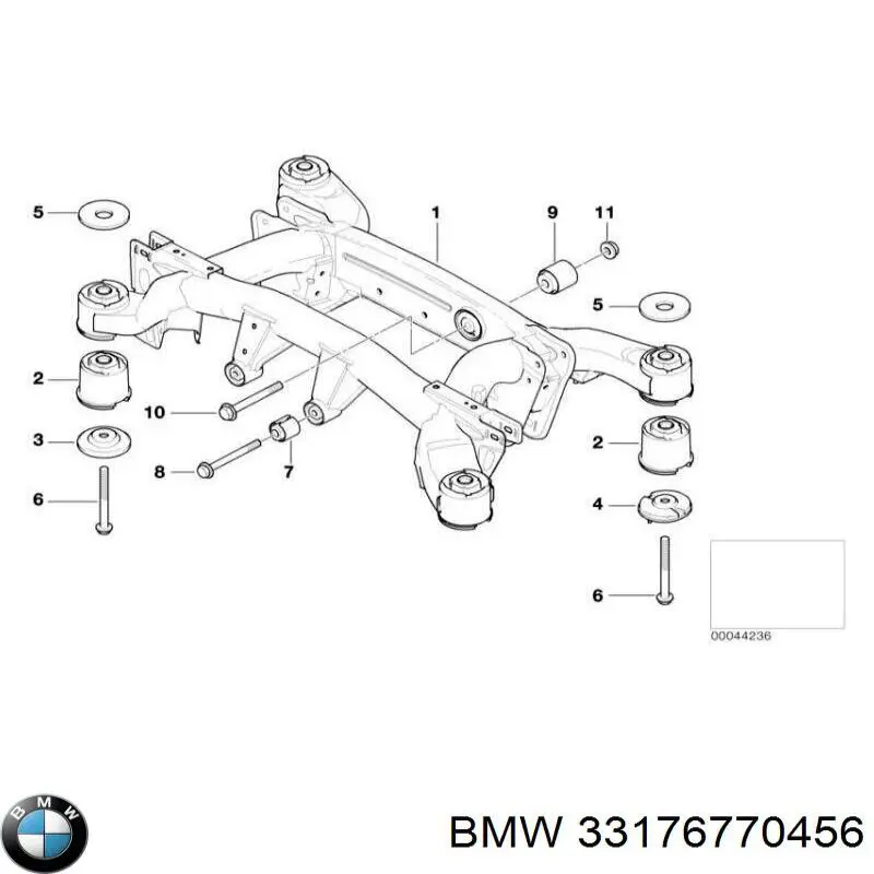 Compre 33176770456 BMW Bloco silencioso de viga traseira (de plataforma veicular)