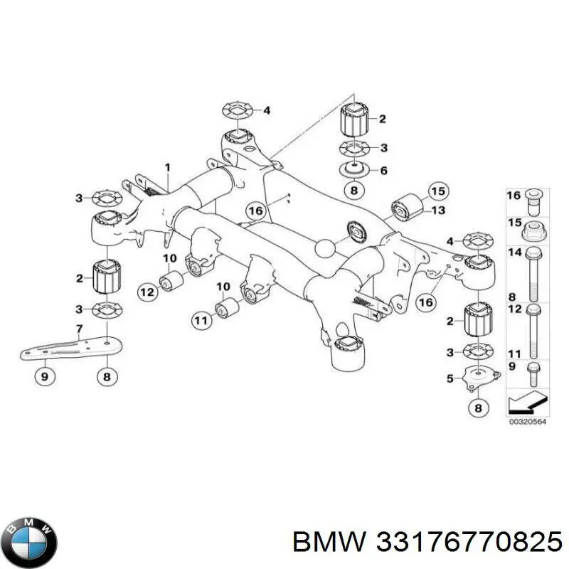 33176770825 BMW Bloco silencioso de viga traseira (de plataforma veicular)