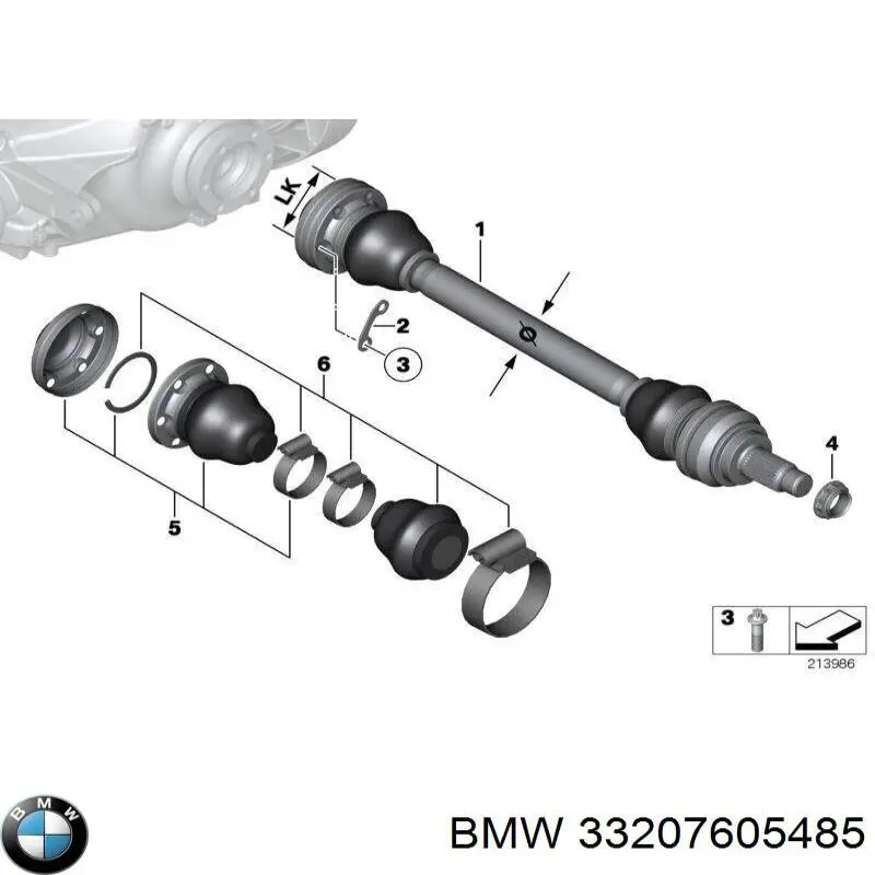 33207605485 BMW Semieixo traseiro esquerdo