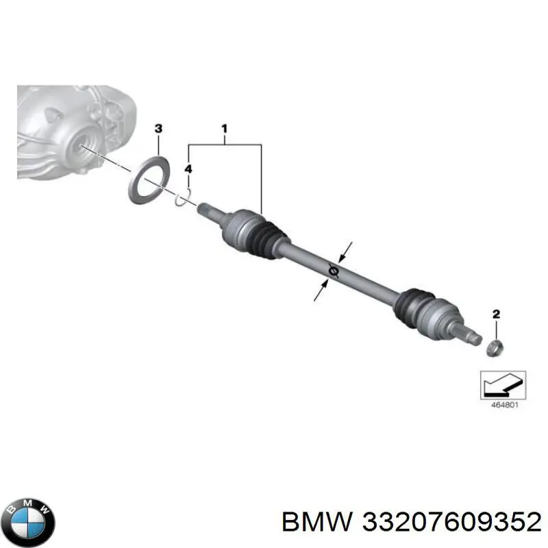 33207609352 BMW Semieixo traseiro direito