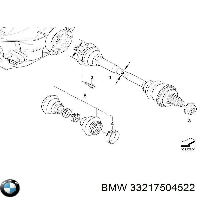 33217504522 BMW Semieixo traseiro direito