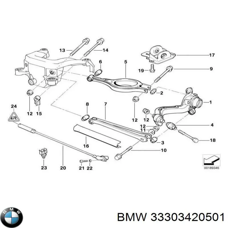 Compre 33303420501 BMW Braço oscilante (tração) longitudinal inferior esquerdo de suspensão traseira