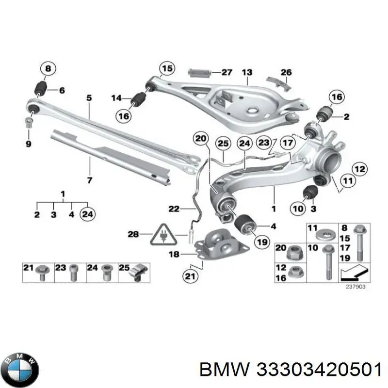 Braço oscilante (tração) longitudinal inferior esquerdo de suspensão traseira BMW 33303420501 preço, a partir de 117,68 USD