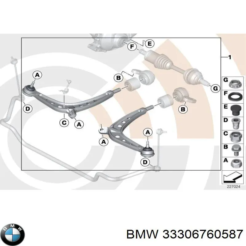 Compre 33306760587 BMW Parafuso de fixação de apoio esférico ao braço oscilante