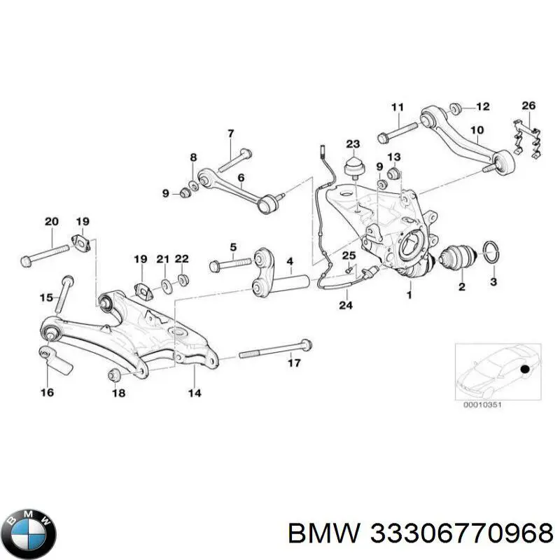 Parafuso de fixação do braço oscilante superior traseiro, interno BMW 33306770968 preço, a partir de 12,54 USD