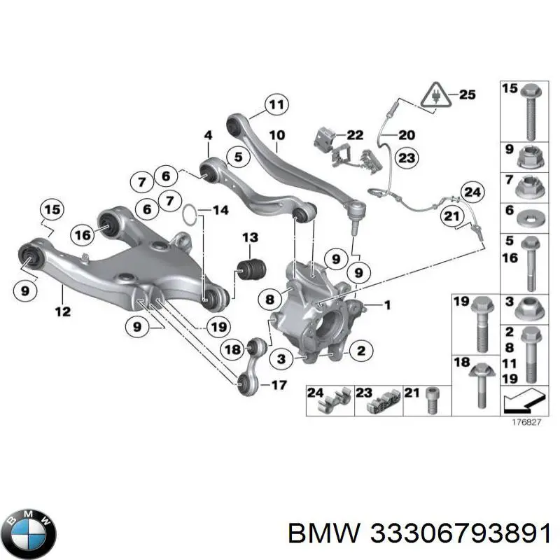 Parafuso de fixação do braço oscilante inferior traseiro, externo BMW 33306793891 preço, a partir de 5,80 USD