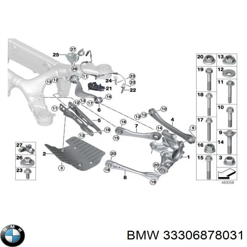 Braço oscilante inferior esquerdo de suspensão traseira/direita BMW 33306878031 preço, a partir de 260,49 USD
