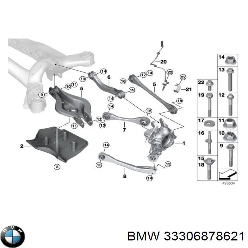 Pino moente (extremidade do eixo) traseiro esquerdo BMW 33306899303 preço, a partir de 88,90 USD