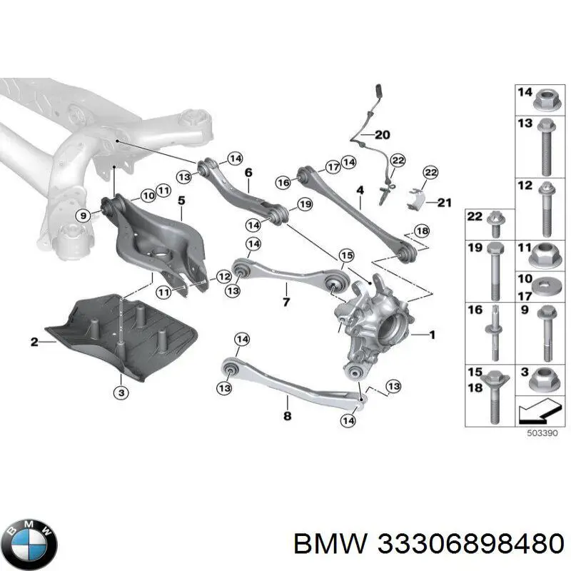 33306898480 BMW Pino moente (extremidade do eixo) traseiro direito