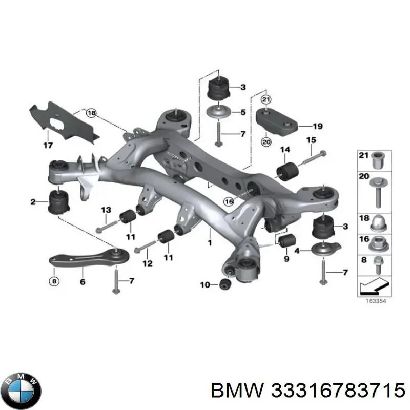 33316783715 BMW Viga de suspensão traseira (plataforma veicular)