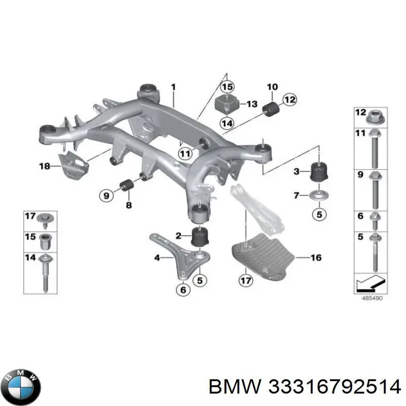 Bloco silencioso de viga traseira (de plataforma veicular) BMW 33316792514 preço, a partir de 26,18 USD