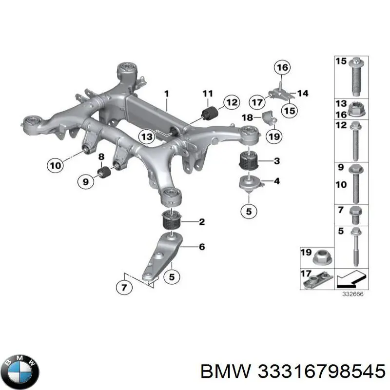 Viga de suspensão traseira (plataforma veicular) BMW 33316798545 preço, a partir de 439,64 USD