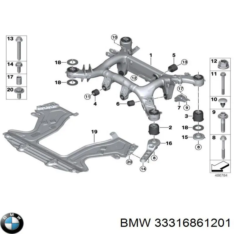 33316861201 BMW Viga de suspensão traseira (plataforma veicular)