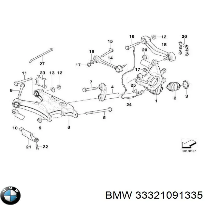 Pino moente (extremidade do eixo) traseiro esquerdo BMW 33321091335 preço, a partir de 166,85 USD
