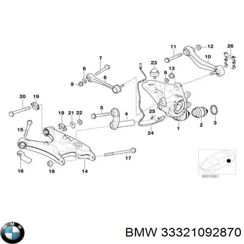 Parafuso de fixação de braço oscilante de inclinação traseiro, externo BMW 33321092870 preço, a partir de 53,22 USD