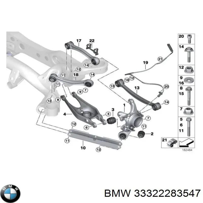 Compre 33322283547 BMW Braço oscilante superior esquerdo de suspensão traseira