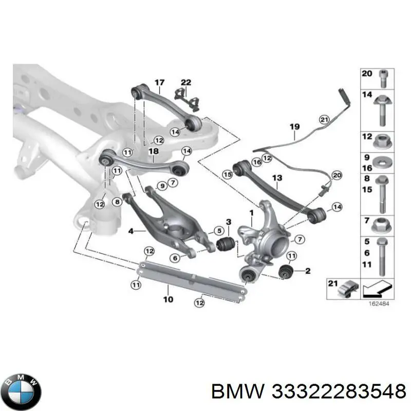 33322283548 BMW Braço oscilante superior direito de suspensão traseira