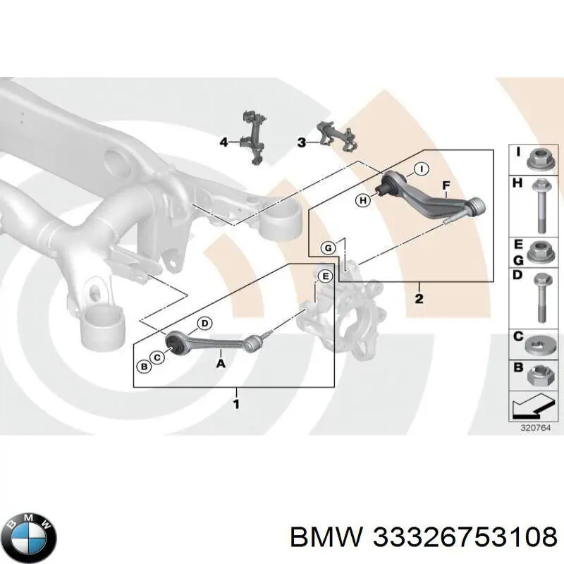 Braço oscilante inferior direito de suspensão traseira BMW 33326753108 preço, a partir de 93,64 USD