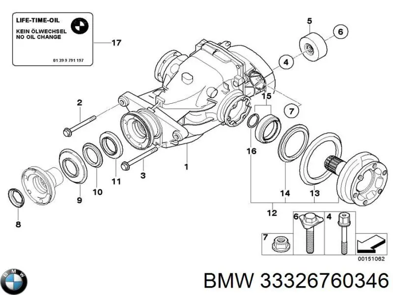 33326760346 BMW Parafuso de fixação de amortecedor dianteiro