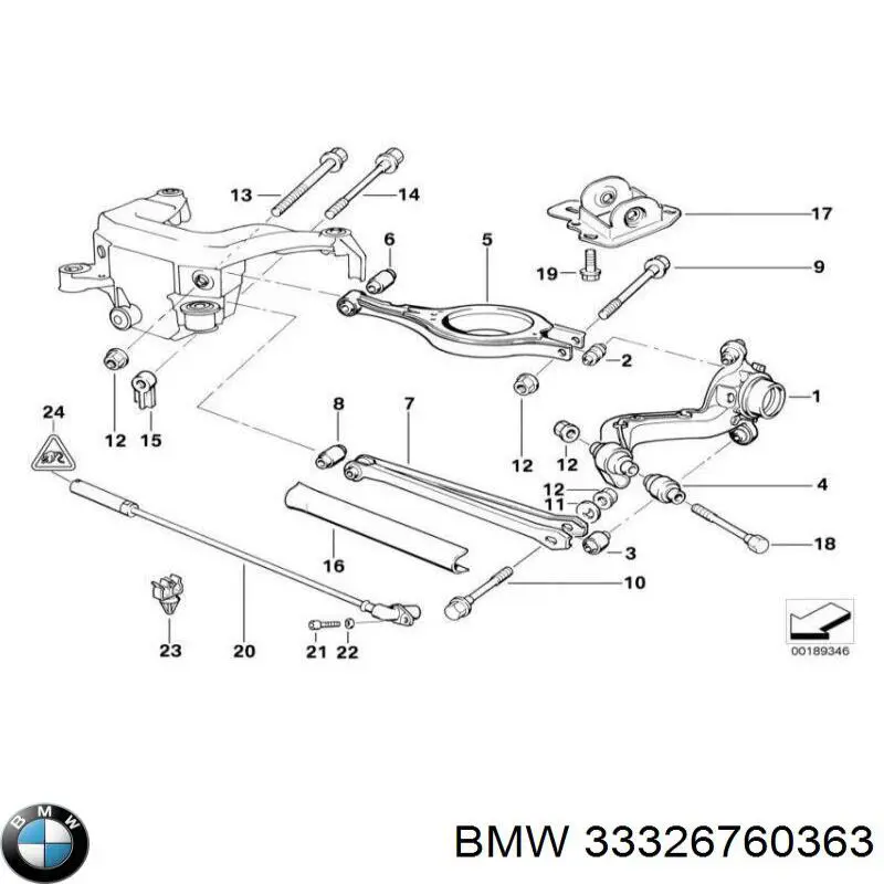 33326760363 BMW Arruela de excêntrico de parafuso traseiro de inclinação