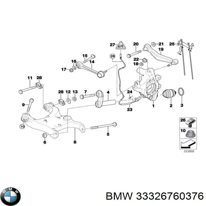 33326760376 BMW Porca de parafuso de fixação de braço oscilante dianteiro inferior