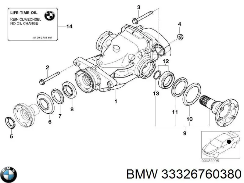 33326760380 BMW Porca de fixação de bloco silencioso do braço oscilante inferior traseiro
