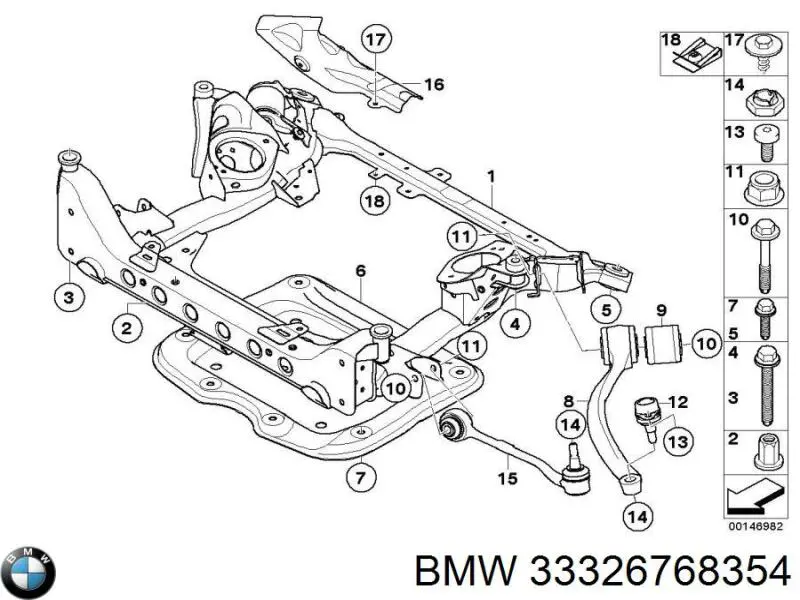 33326768354 BMW Parafuso de fixação de braço oscilante dianteiro, inferior