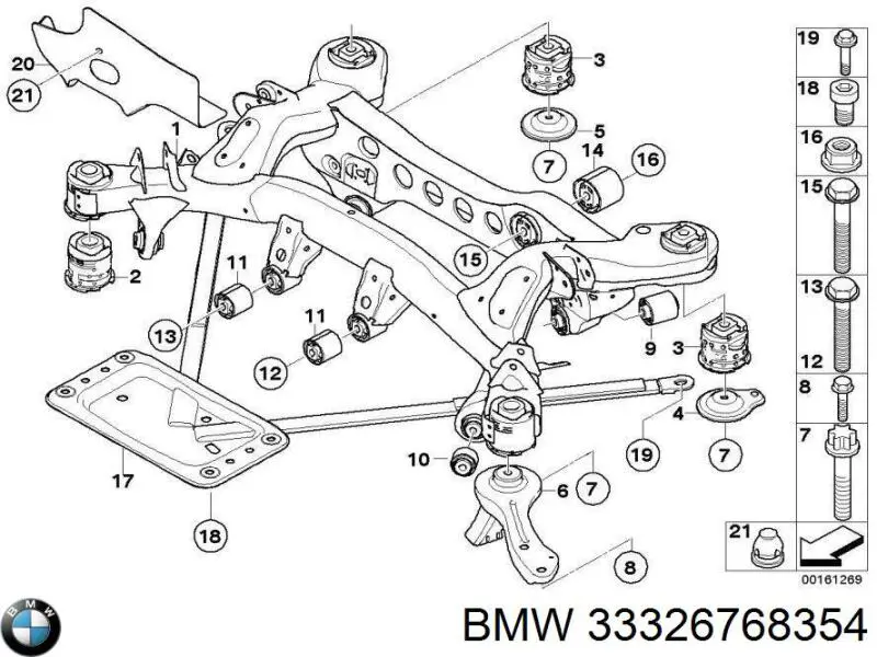Parafuso de fixação de braço oscilante dianteiro, inferior BMW 33326768354 preço, a partir de 1,56 USD