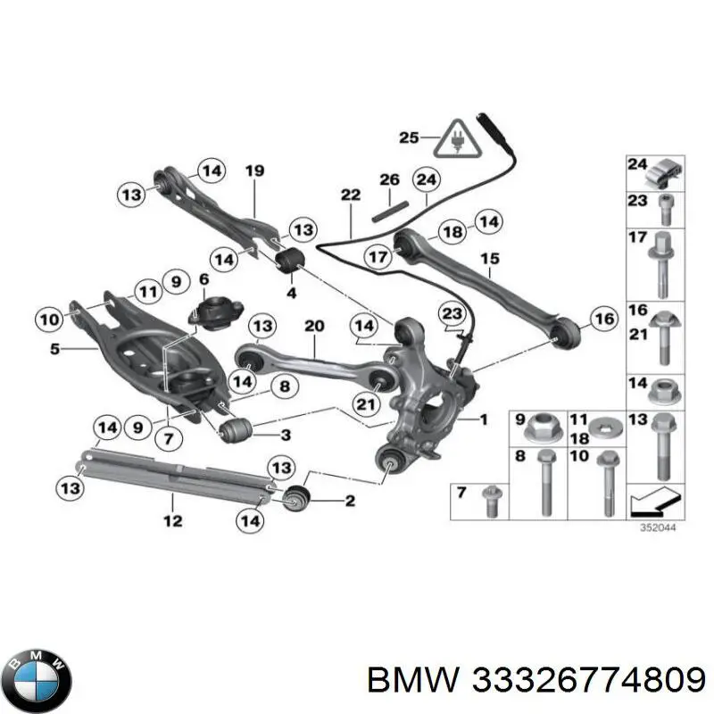 Pino moente (extremidade do eixo) traseiro esquerdo BMW 33326774809 preço, a partir de 124,29 USD