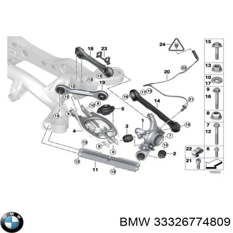 33326774809 BMW Pino moente (extremidade do eixo) traseiro esquerdo