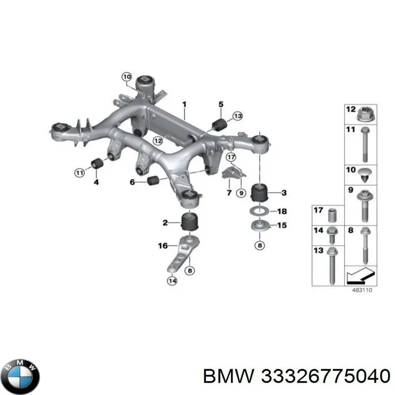 Parafuso de fixação de braço oscilante dianteiro, inferior BMW 33326775040 preço, a partir de 19,03 USD