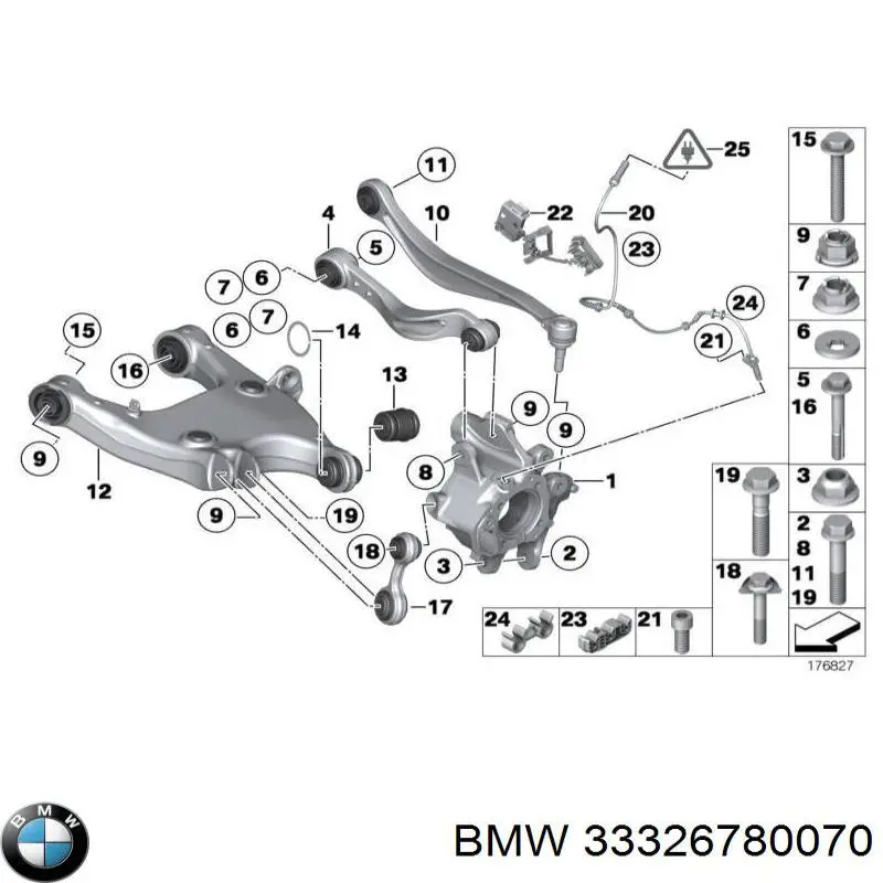 33326780070 BMW Braço oscilante inferior direito de suspensão traseira