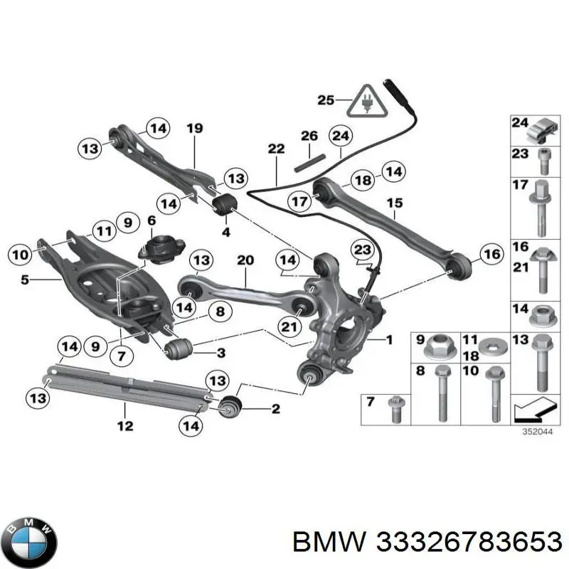 33326783653 BMW Pino moente (extremidade do eixo) traseiro esquerdo